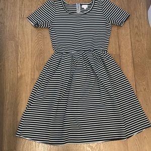 LuLaRoe black and white striped dress
